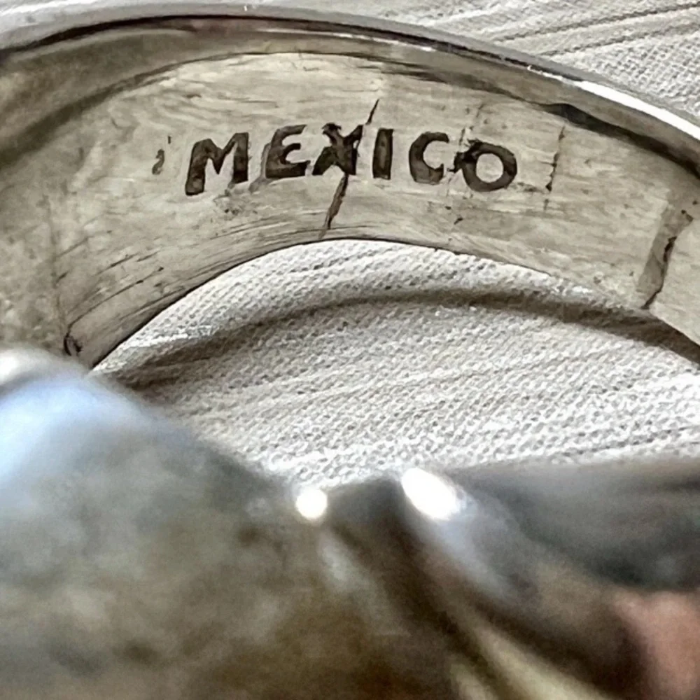 Vintage Designer Signed Sterling Silver & Yellow Gold Band Ring, Size 4.5, 10.6g